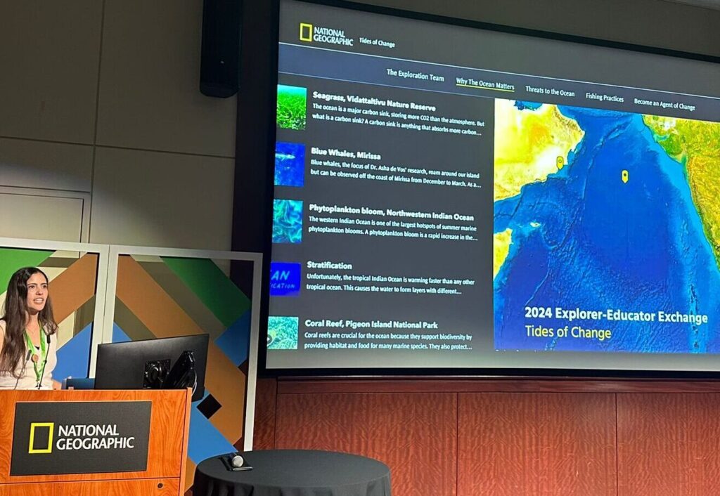 Presenting the Tides of Change project at the National Geographic Explorer's Festival in June 2025
